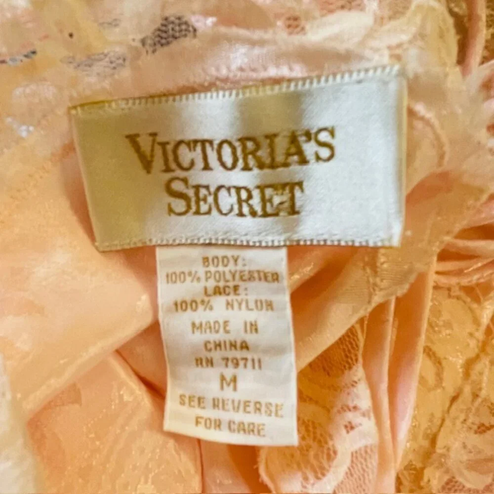 Victoria's Secret Gold Label Vintage Satin Jacquard Lace Pajama Set Med - Picture 11 of 11
